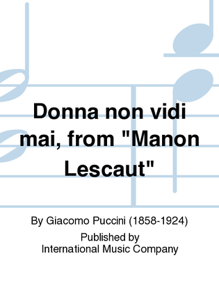 Book cover for Donna Non Vidi Mai, From Manon Lescaut (I. & E.) (T.)