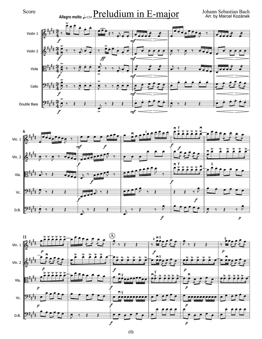 Bach Preludium / Preludio in E major String Orchestra scores gallery preview page 2
