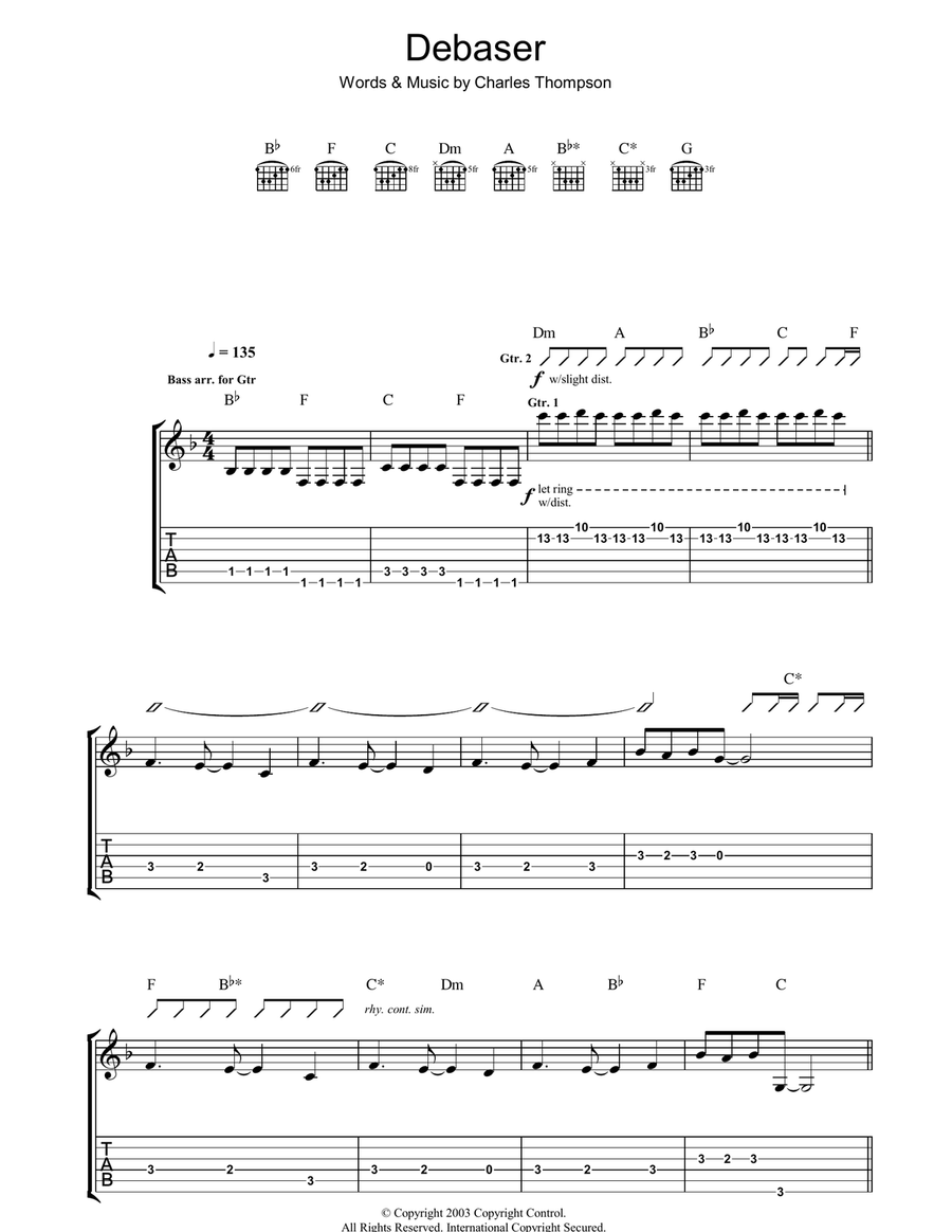 Debaser Guitar Tablature scores gallery preview page 1