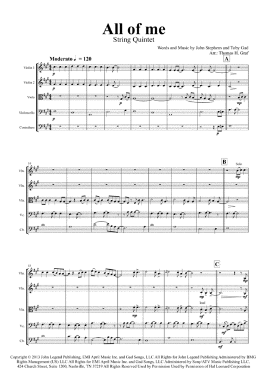 All Of Me String Quartet scores gallery preview page 1