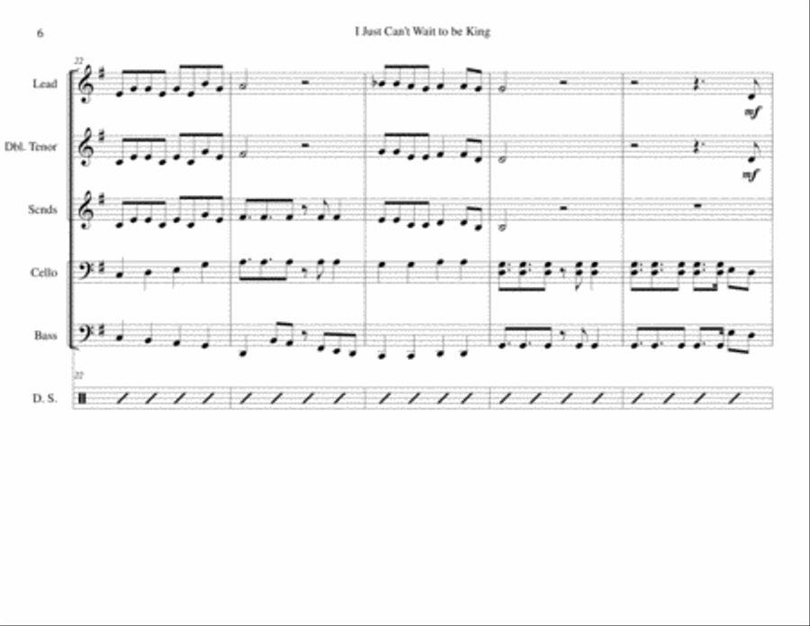 I Just Can't Wait To Be King Large Ensemble scores gallery preview page 6
