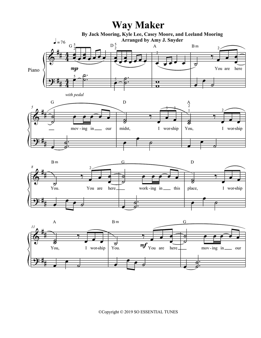 Way Maker Piano Solo scores gallery preview page 2