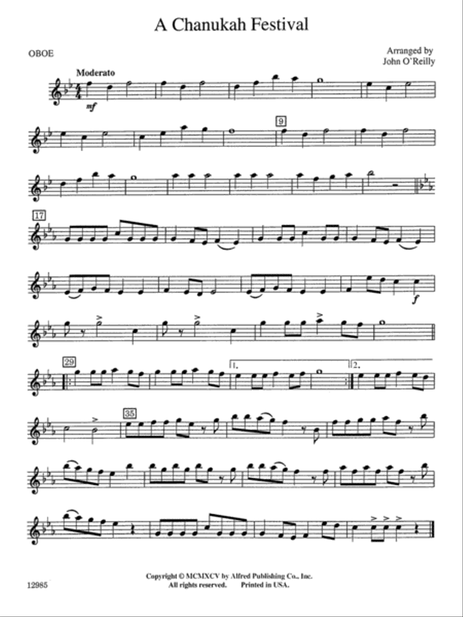 A Chanukah Festival: Oboe Concert Band scores gallery preview page 1