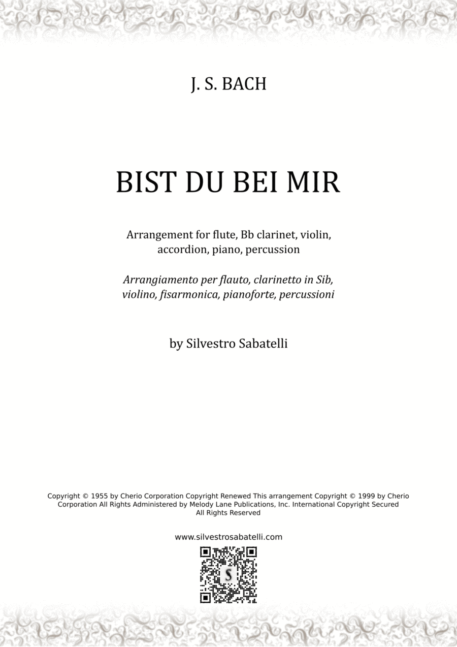 Bist Du Bei Mir (if You Are With Me) Small Ensemble scores gallery preview page 1