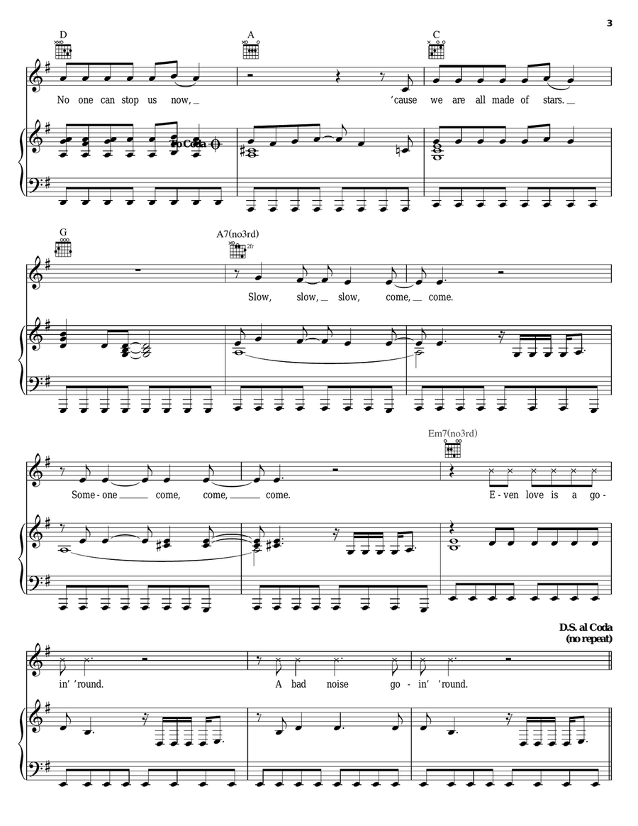 We Are All Made Of Stars Piano, Vocal, Guitar scores gallery preview page 3
