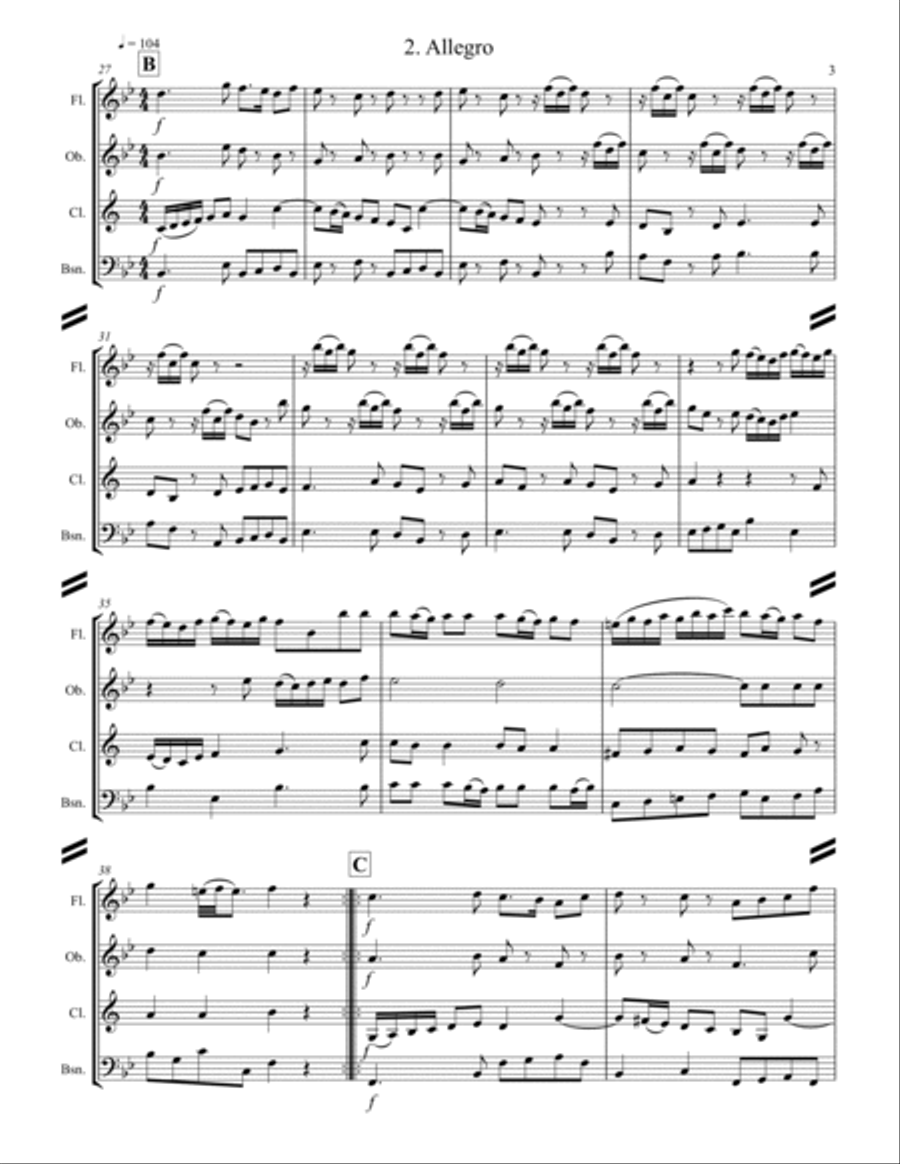 Marcello - Sonata in F Major (for Woodwind Quartet) Woodwind Quartet scores gallery preview page 4