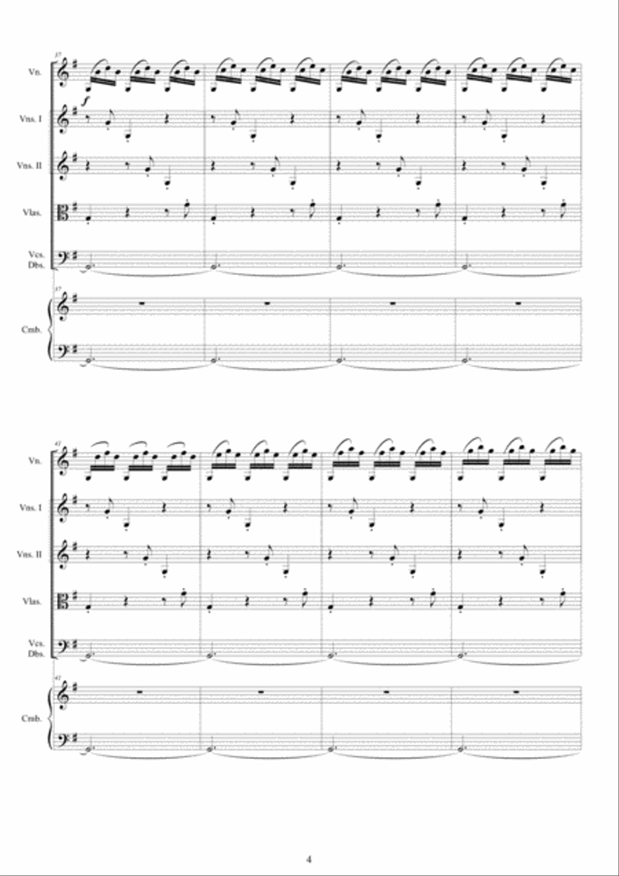 Vivaldi - Violin Concerto No.10 in G major RV 300 Op.9 for Violin, Strings and Cembalo Chamber Orchestra scores gallery preview page 4