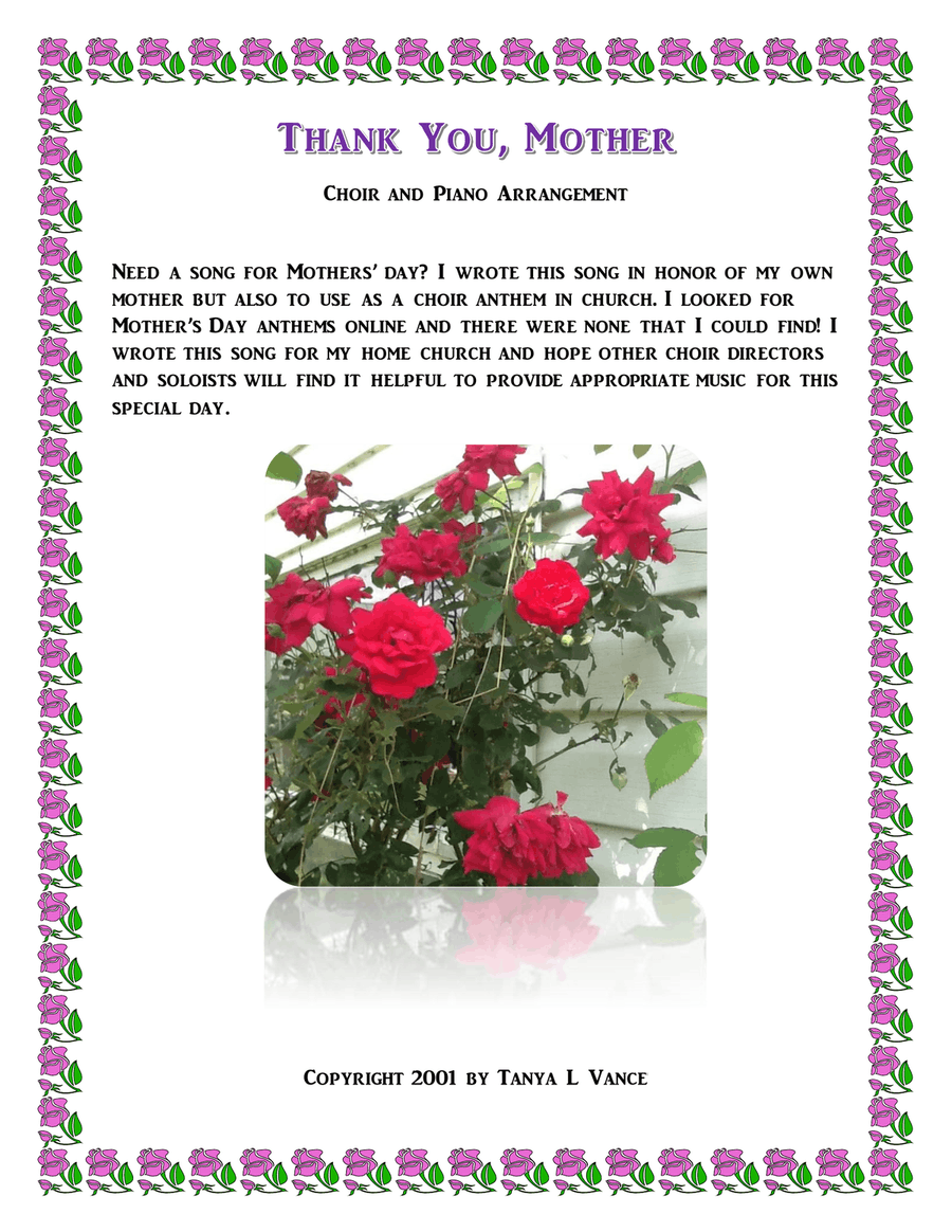 Thank You, Mother Thank You, Mother 4-Part scores gallery preview page 1