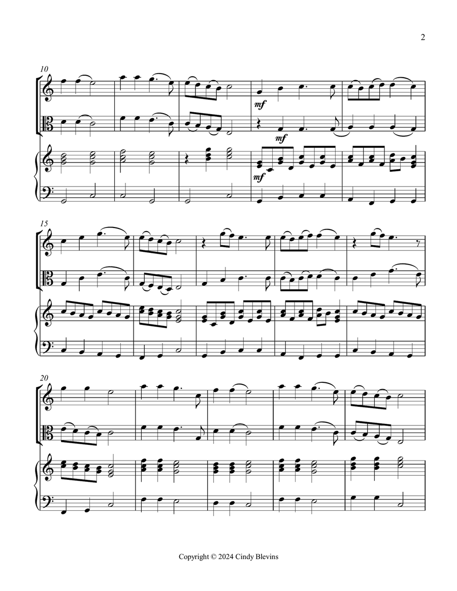 Once In Royal David's City, for Violin, Viola and Piano Violin scores gallery preview page 3
