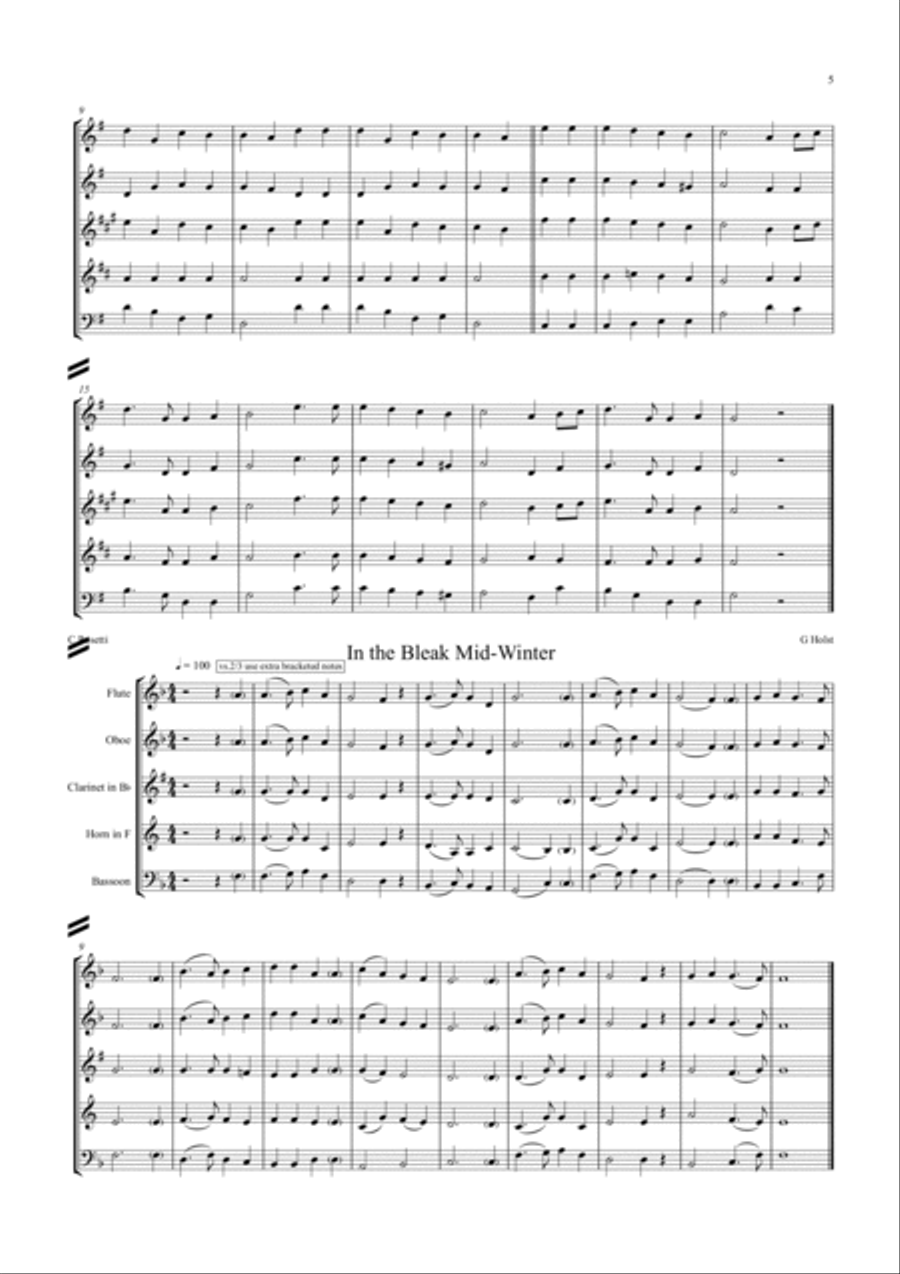 10 Popular Christmas Carols for wind quintet Woodwind Quintet scores gallery preview page 5