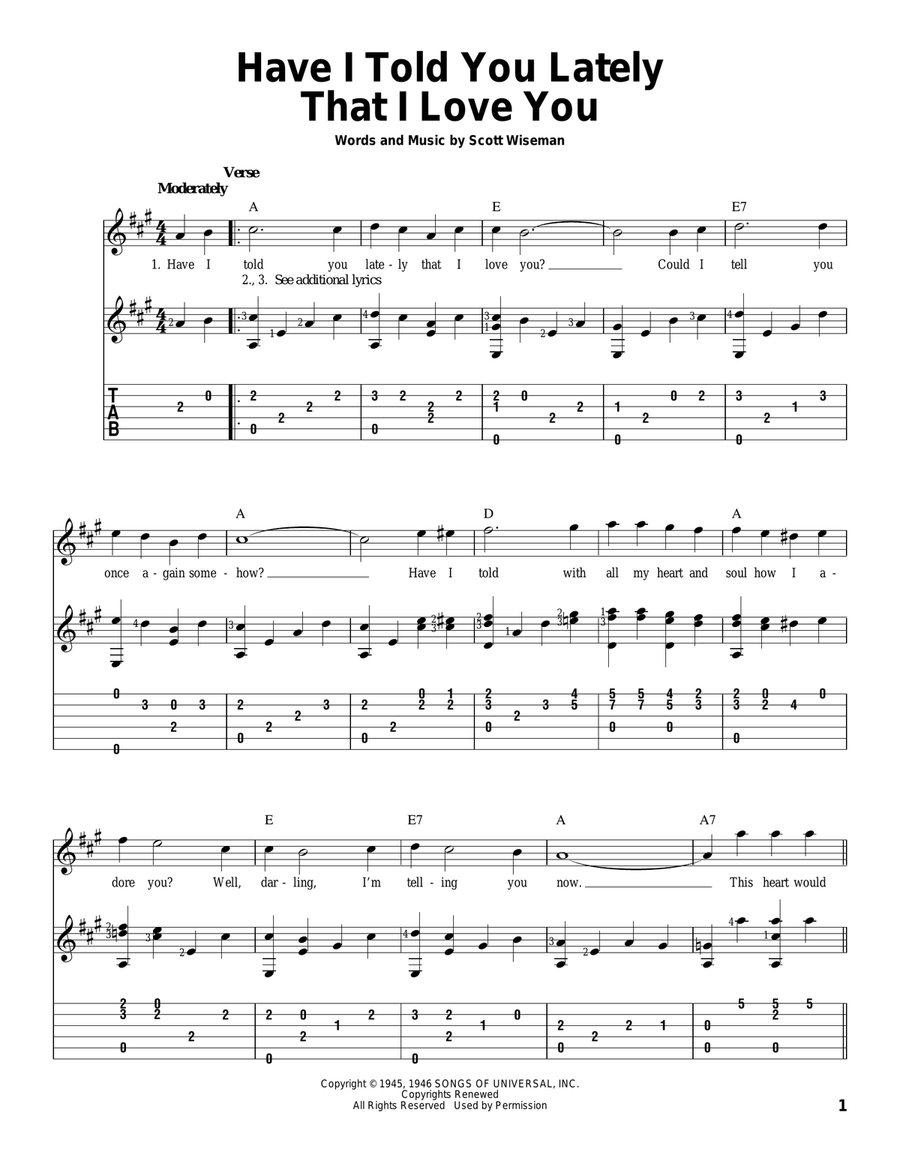 Have I Told You Lately That I Love You Electric Guitar scores gallery preview page 1