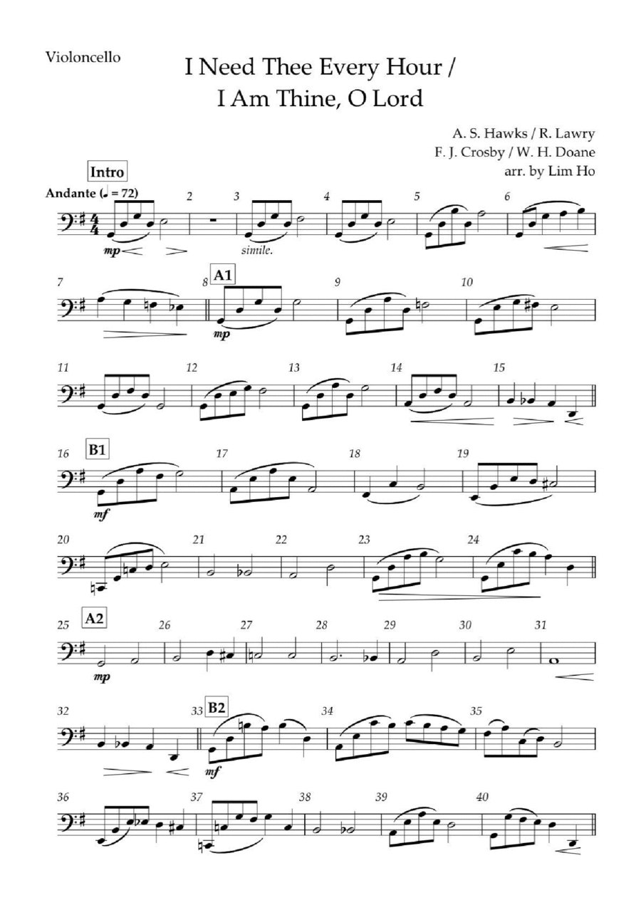 I Need Thee Every Hour/ I Am Thine O Lord for String Quartet String Quartet scores gallery preview page 1