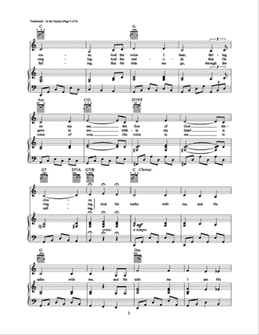 In the Garden Piano, Vocal, Guitar scores gallery preview page 2
