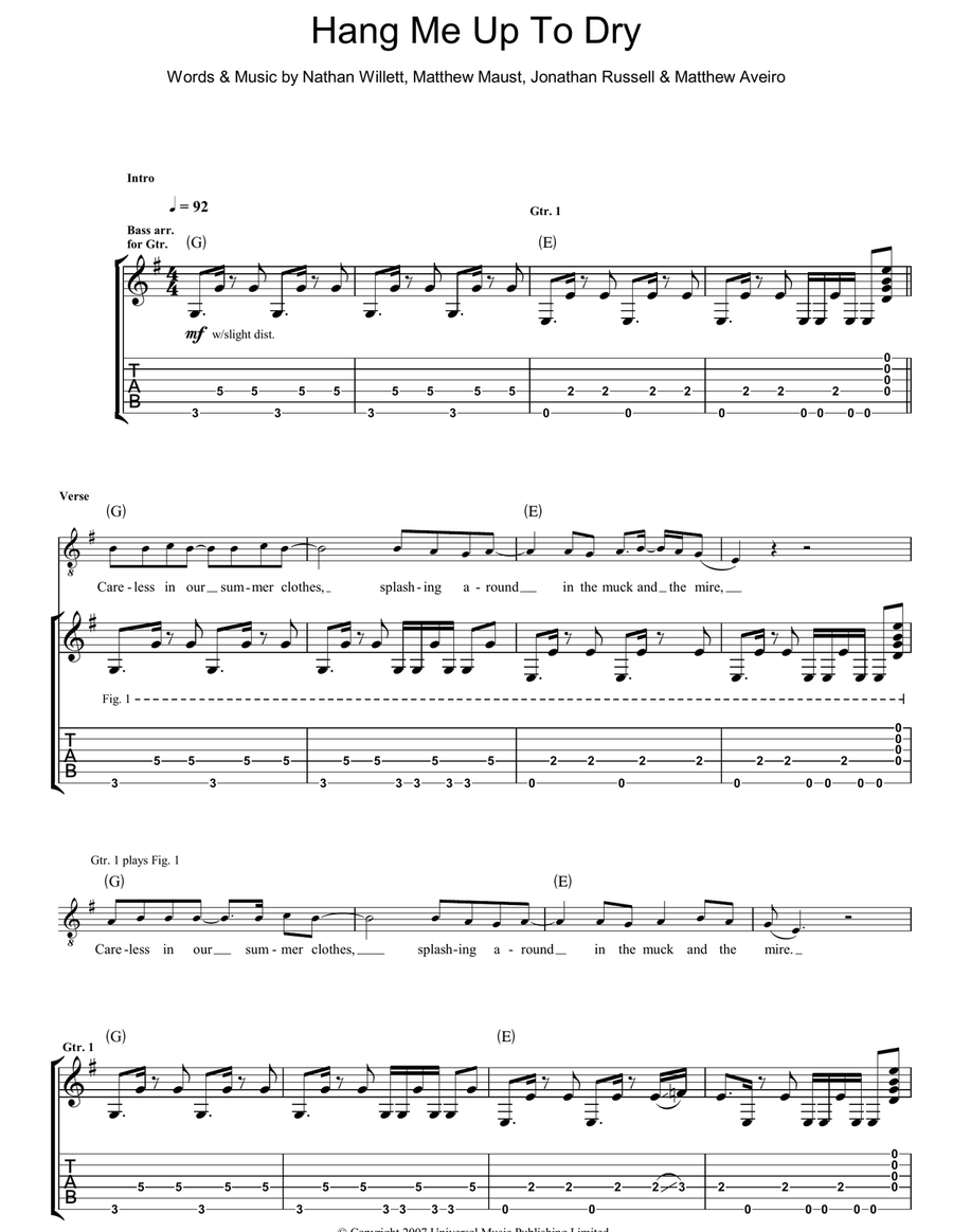Hang Me Up To Dry Acoustic Guitar scores gallery preview page 1