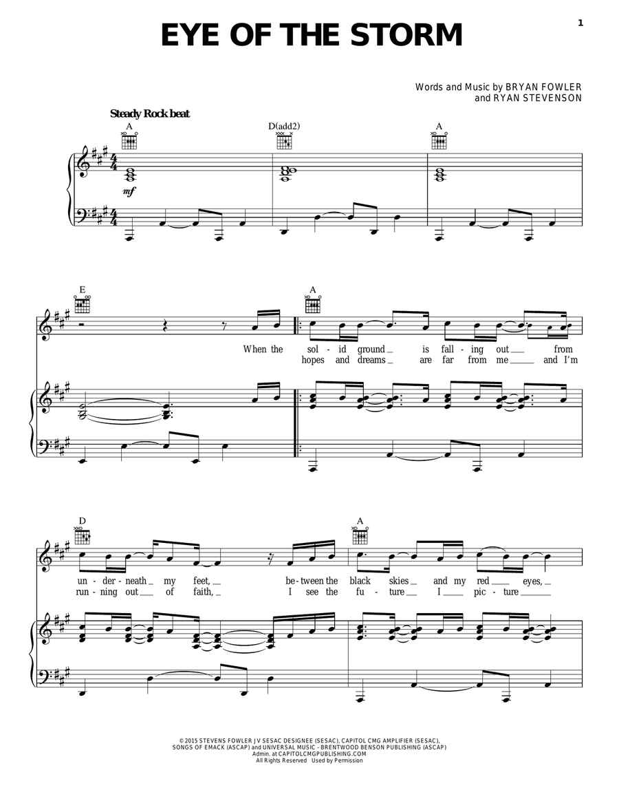 Eye Of The Storm Piano, Vocal, Guitar scores gallery preview page 1