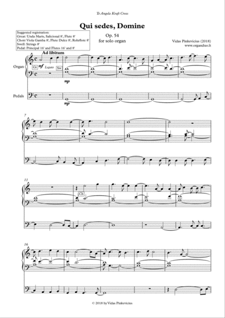 Qui sedes, Domine, Op. 54 (2018) for solo organ Organ Solo scores gallery preview page 1