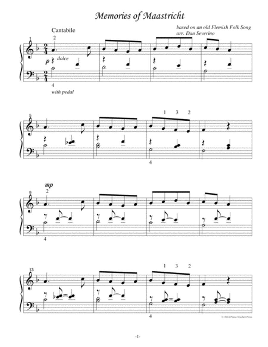 Memories of Maastricht Piano Solo scores gallery preview page 2