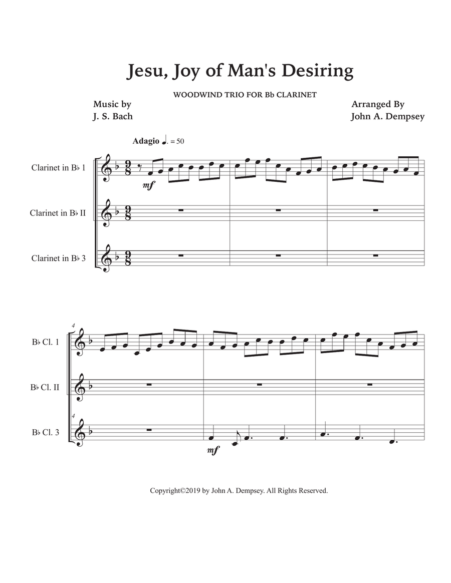 Jesu, Joy of Man's Desiring (Clarinet Trio) Clarinet Trio scores gallery preview page 5