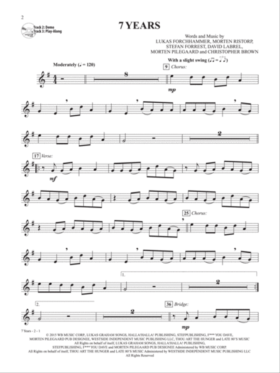 Easy Top of the Charts Playlist Instrumental Solos Trumpet scores gallery preview page 3