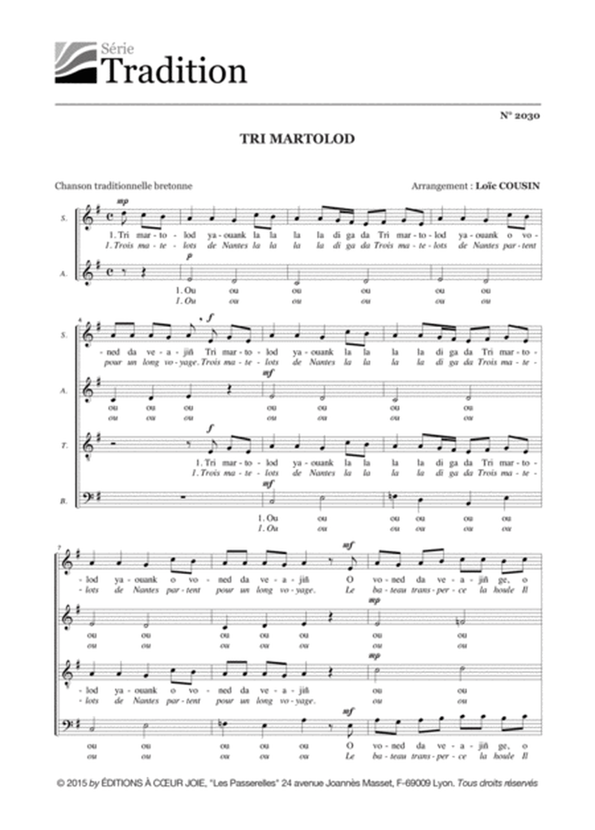 Tri Martolod - Cousin - SATB