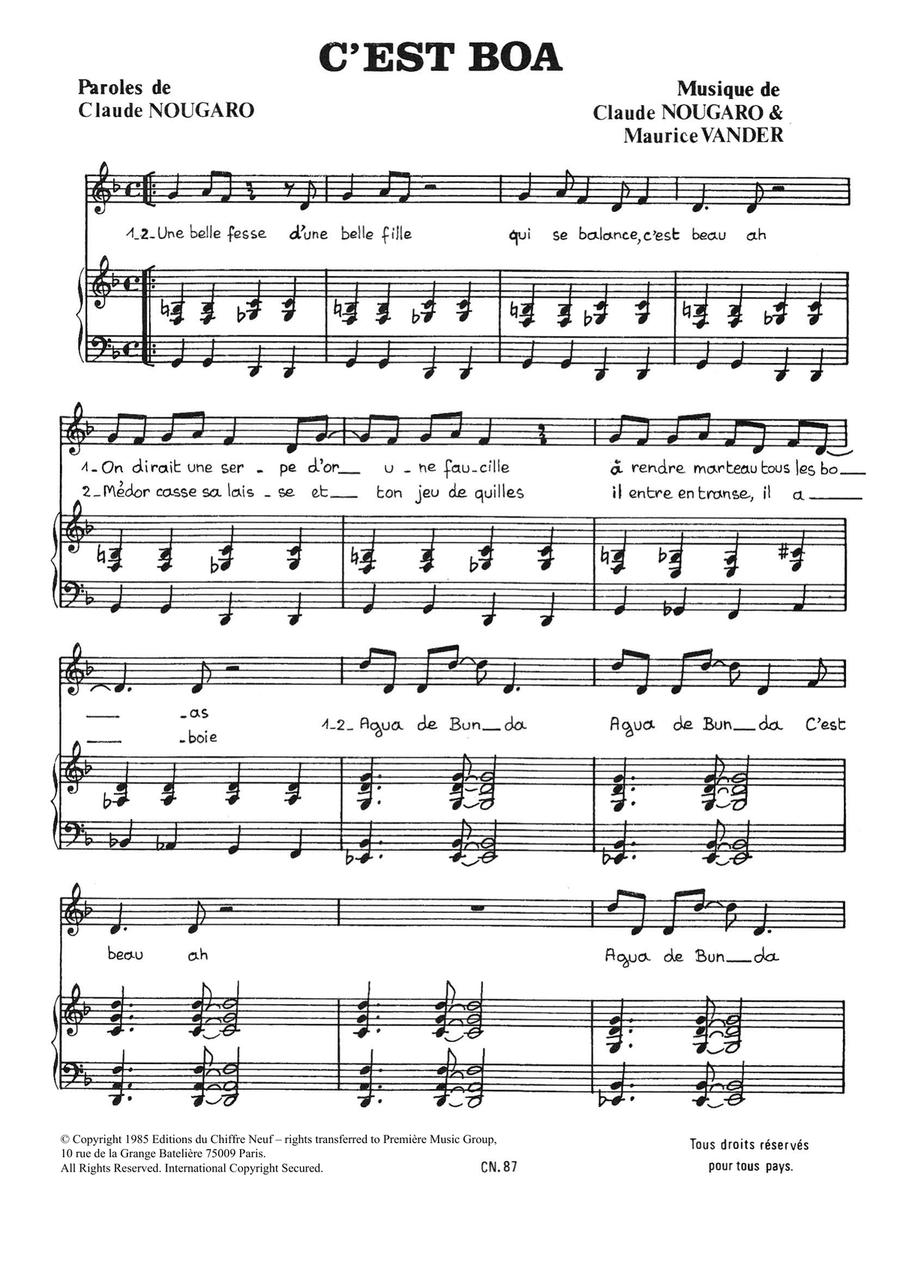 C'est Boa C'est Boa Piano, Vocal scores gallery preview page 1