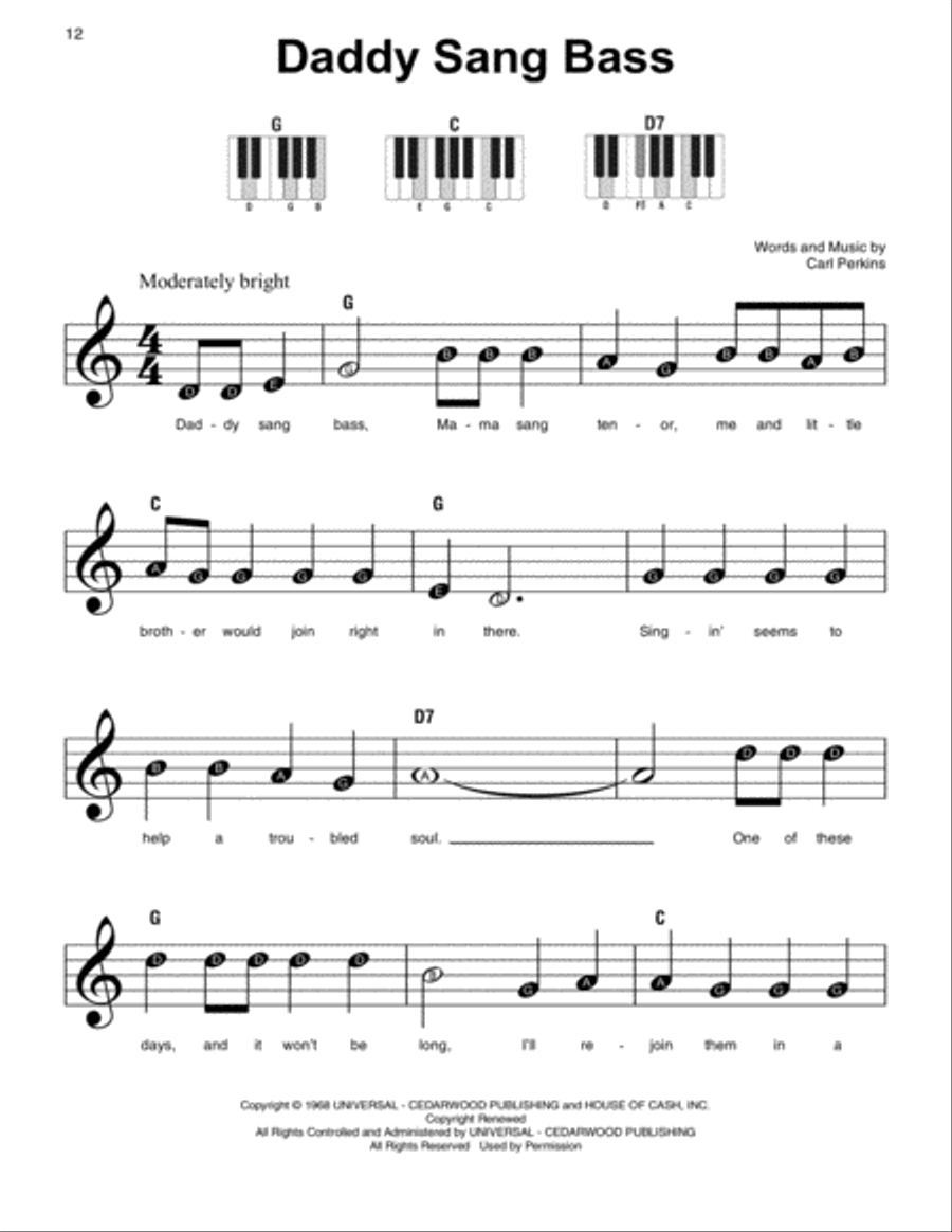 Daddy Sang Bass Easy Piano scores gallery preview page 1