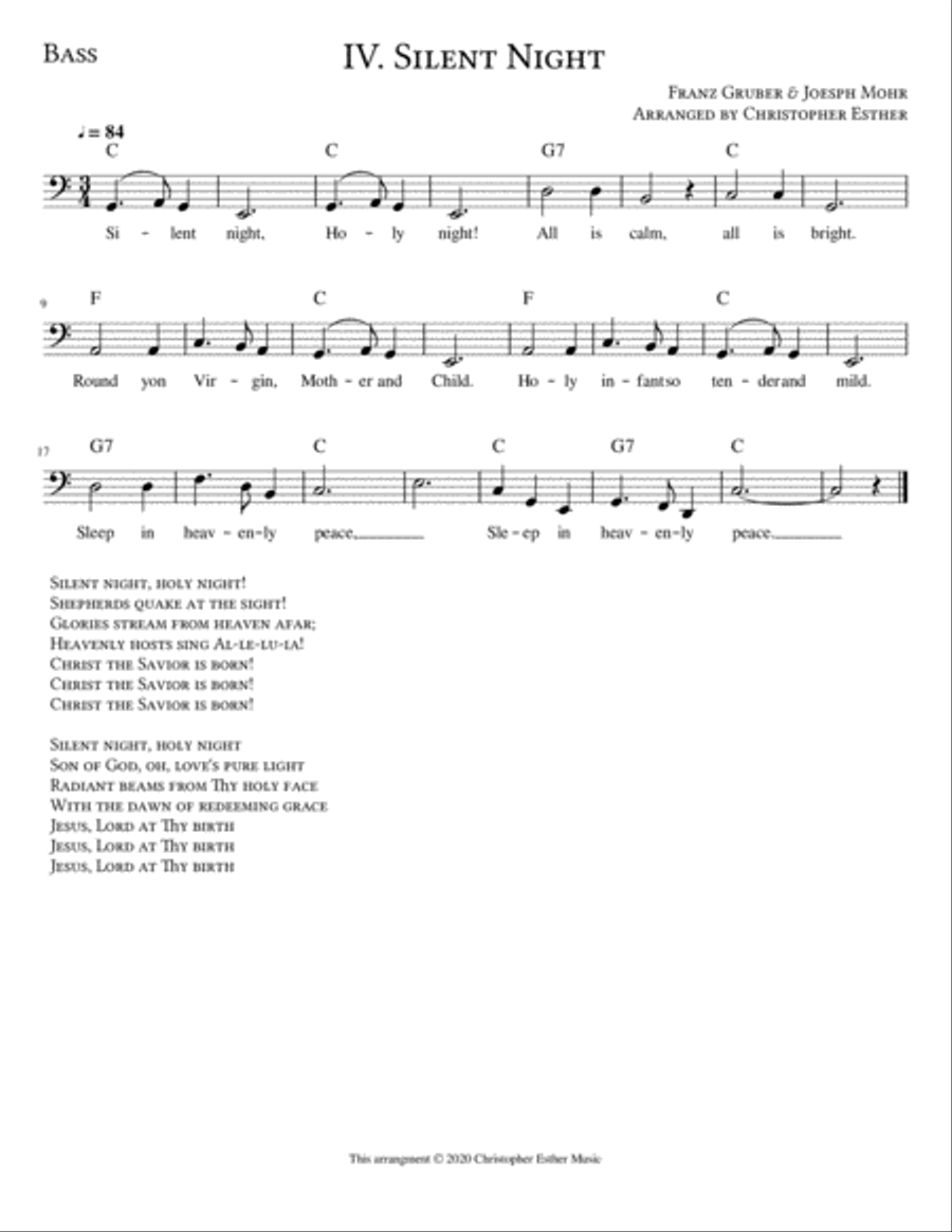 Silent Night for Bass Voice Bass Voice scores gallery preview page 1