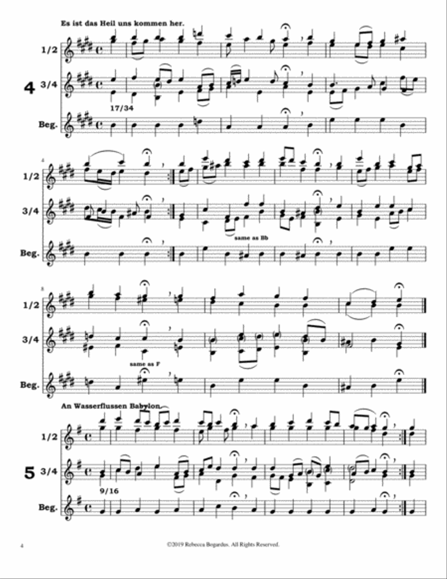 Bach Chorales 1-10 for Flexible Flute Ensemble Woodwind Quartet scores gallery preview page 6