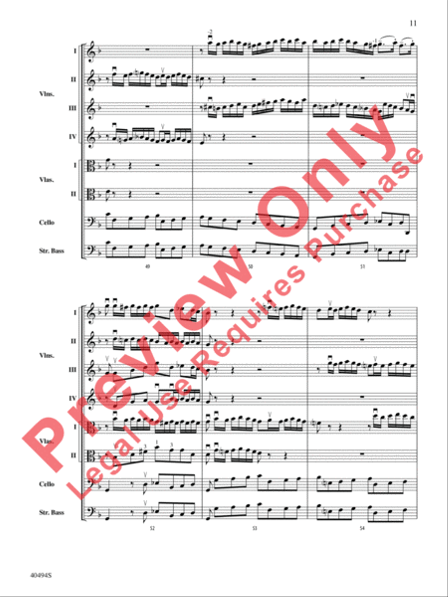 Brandenburg Concerto No. 1 in F Major String Orchestra scores gallery preview page 12