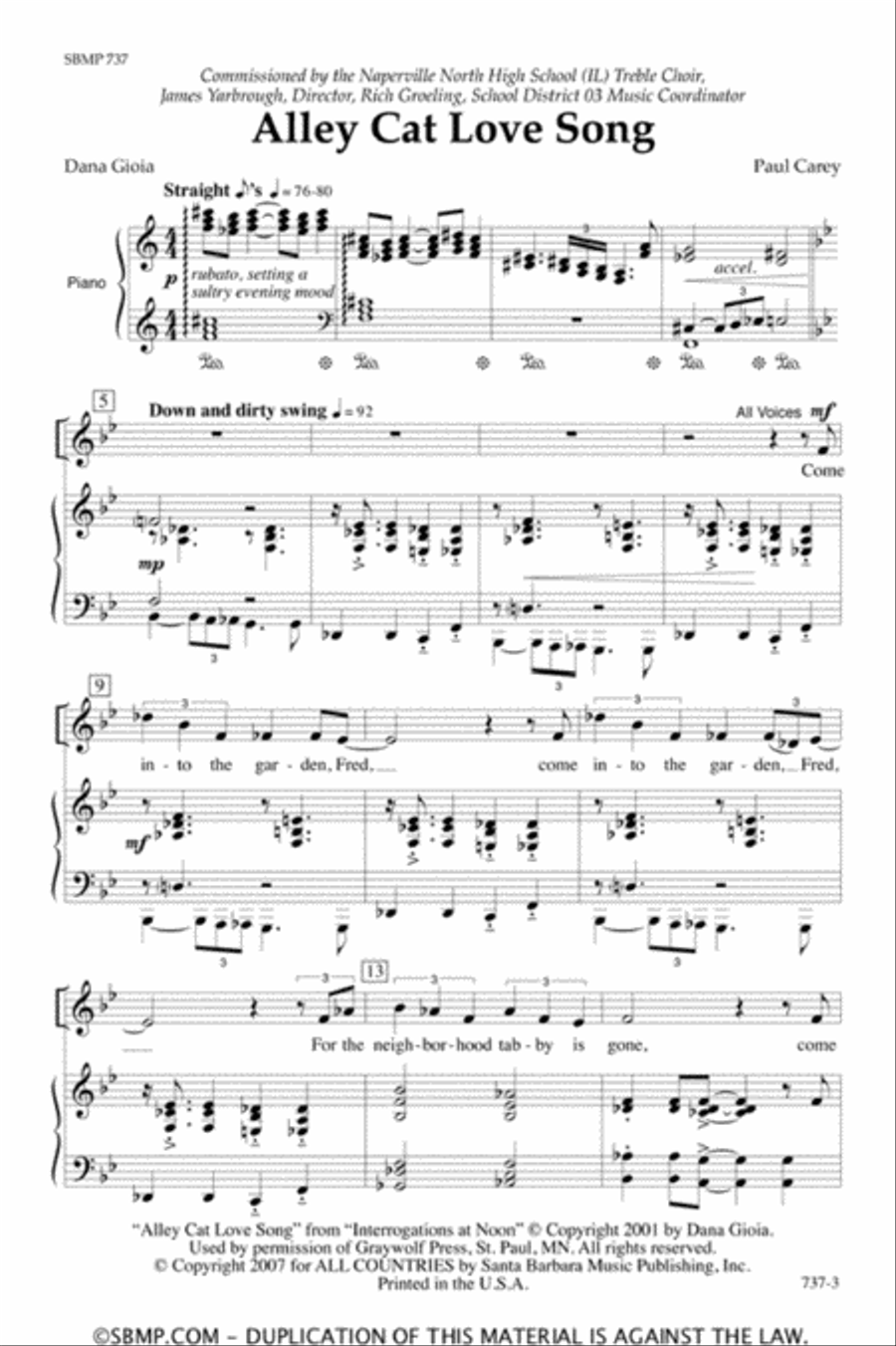 Alley Cat Love Song - SSA Octavo SSA scores gallery preview page 2