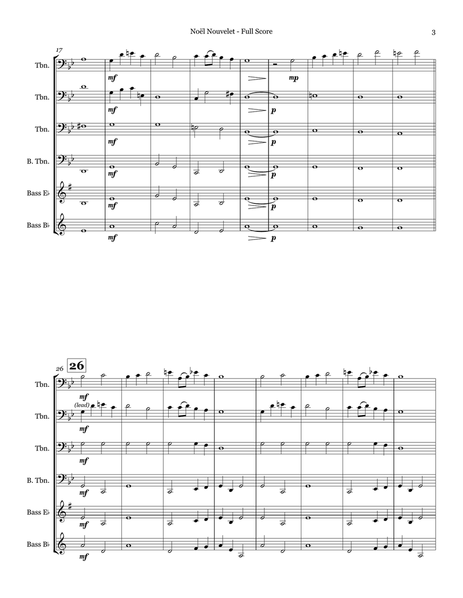 Noel Nouvelet - Trombone Quartet Brass Quartet scores gallery preview page 3