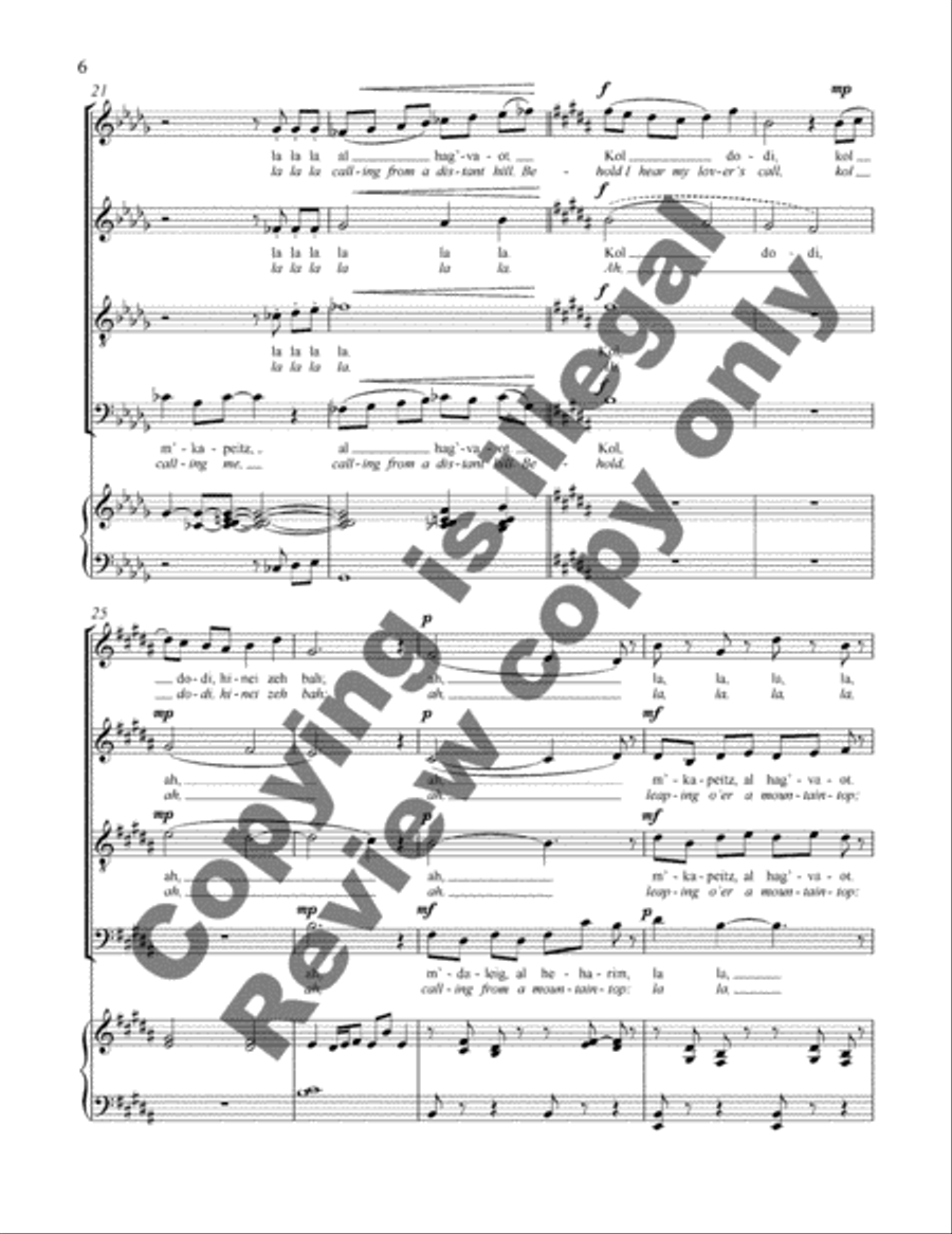Songs of My Beloved: 1. Kol Dodi Hinei Zeh Bah (My Beloved Calls) 4-Part scores gallery preview page 13