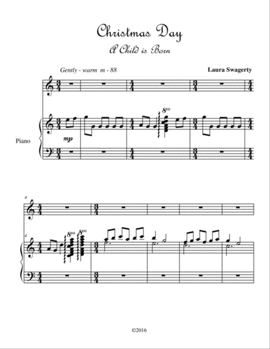 Christmas Day A Child is Born Alto Voice scores gallery preview page 1