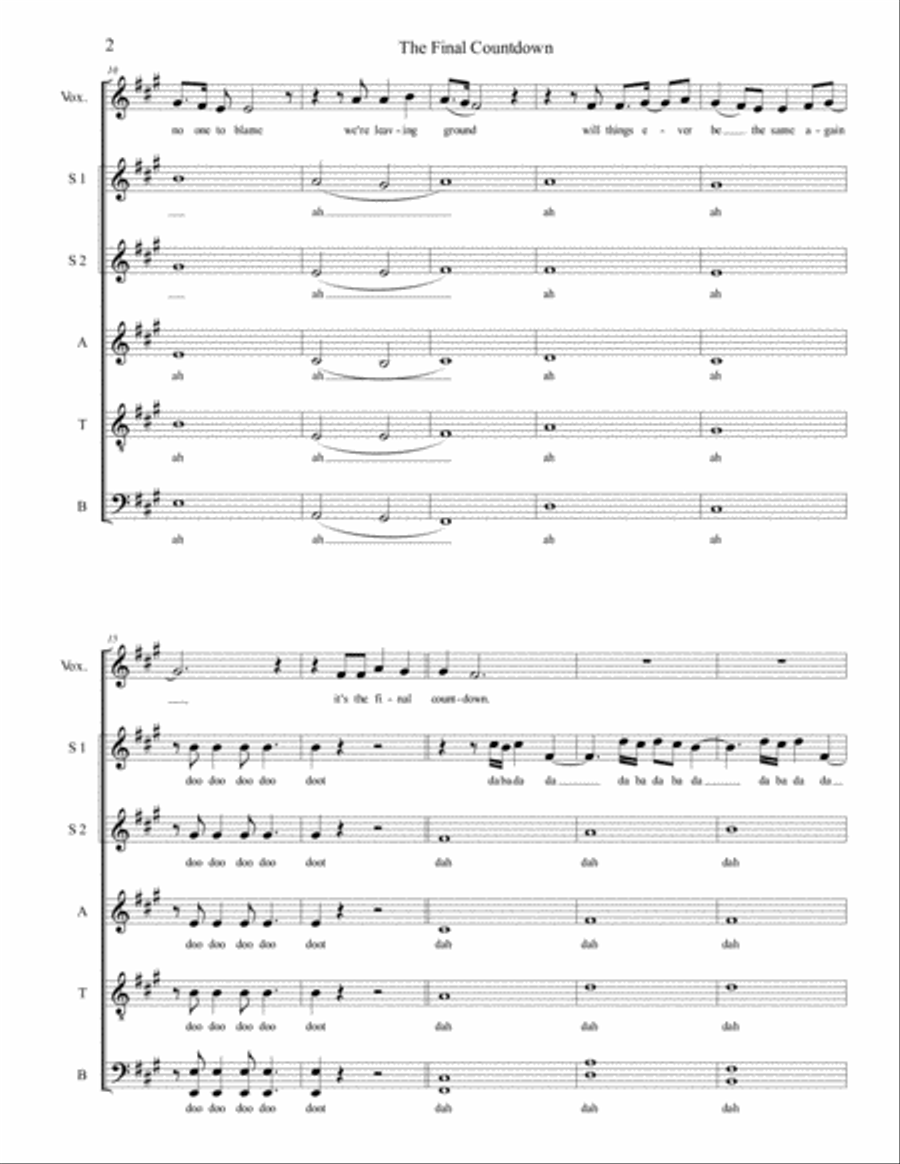 Final Countdown Divisi scores gallery preview page 2