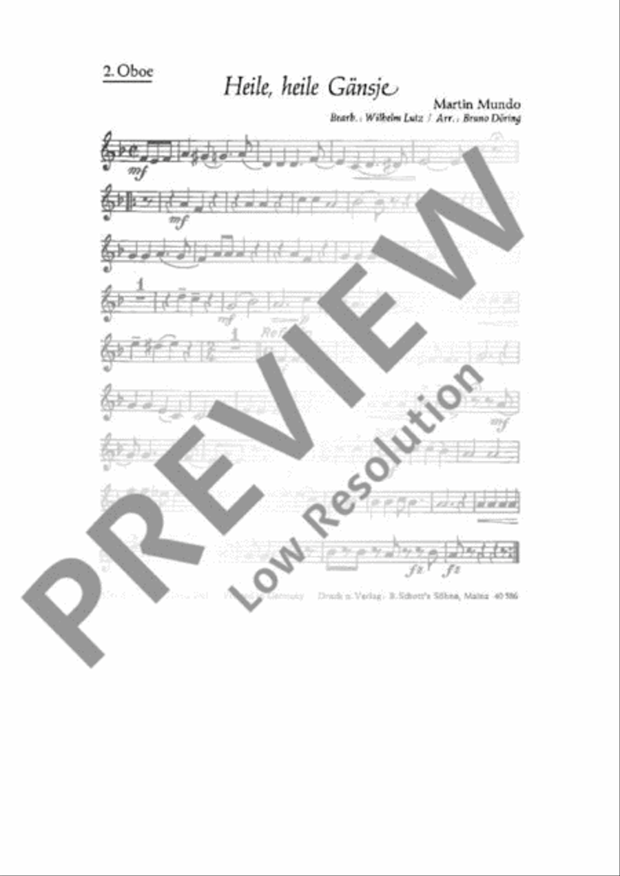 Heile, heile Gänsje Oboe scores gallery preview page 2