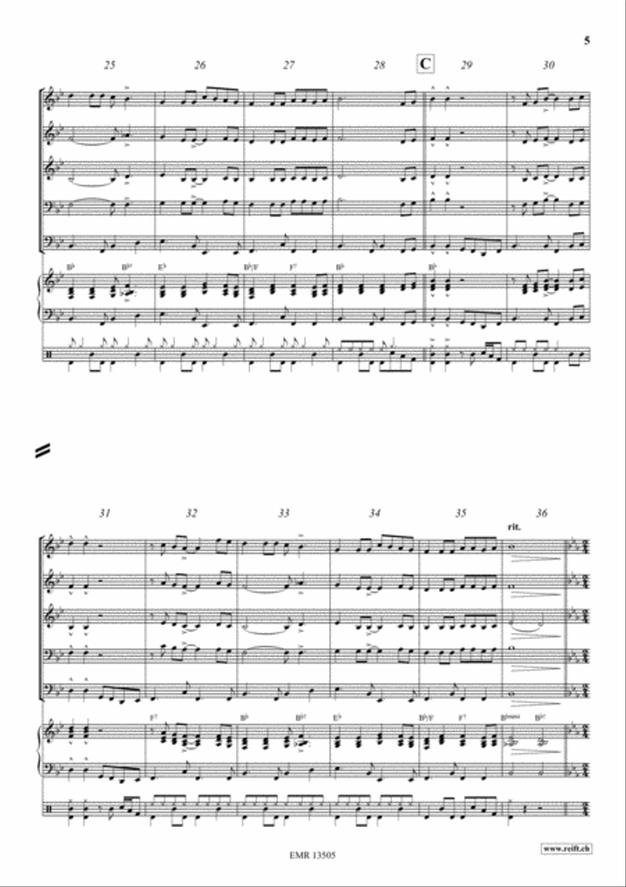 Shell' Be Coming Round The Mountain Woodwind Quintet scores gallery preview page 5