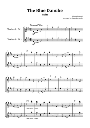 The Blue Danube - Clarinet Duet with Chord Notations