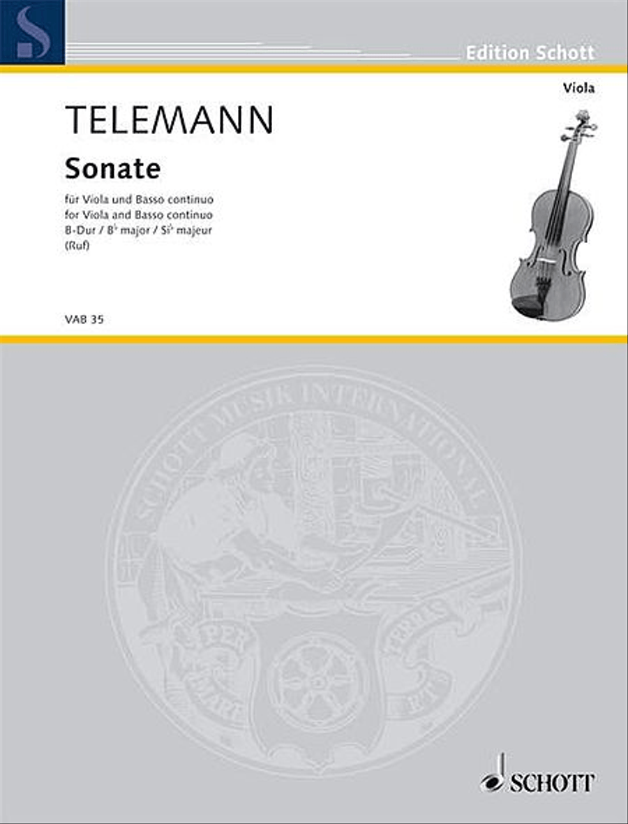 Viola Sonata in B-flat Major by Georg Philipp Telemann Piano and Keyboard - Sheet Music