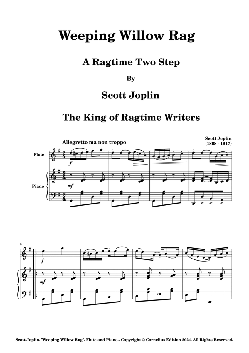 Scott Joplin. Weeping Willow Rag. Ragtime. Honky-tonk. Concert. Performance. Encore. Flute and Piano image number null