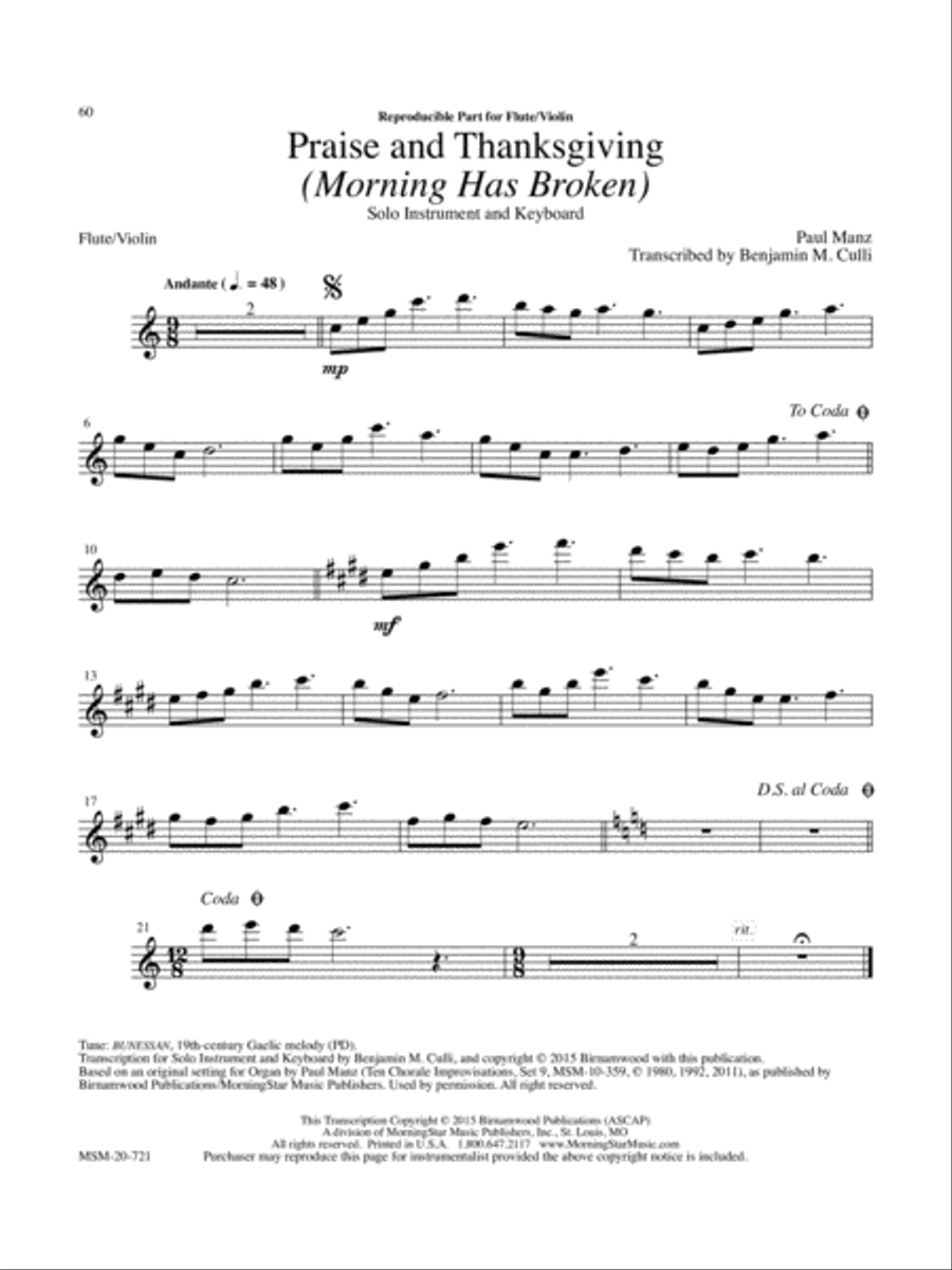 Praise and Thanksgiving (Morning Has Broken) Piano scores gallery preview page 3