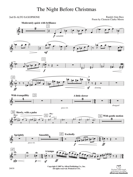 The Night Before Christmas: 2nd E-flat Alto Saxophone