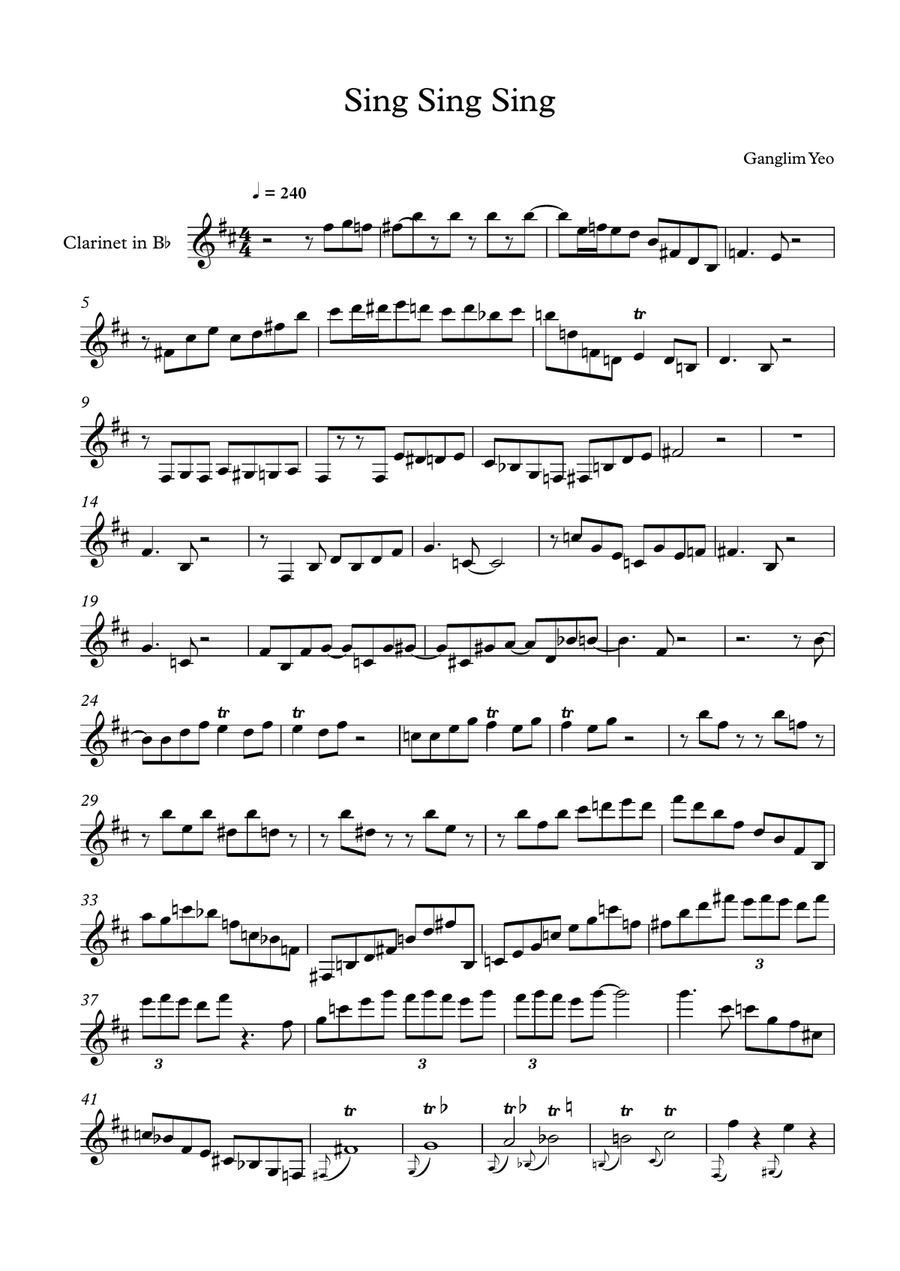 Sing, Sing, Sing Clarinet Solo scores gallery preview page 1
