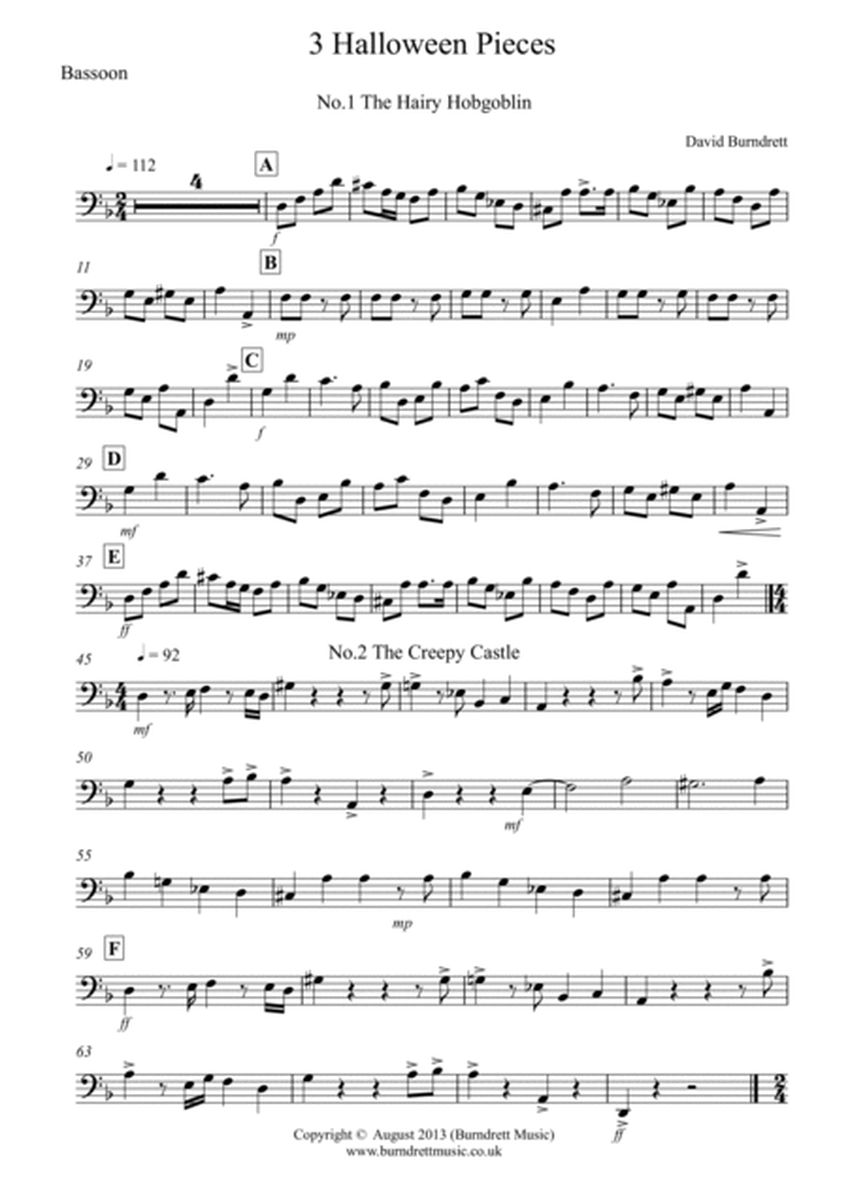 3 Halloween Pieces for Bassoon And Piano image number null