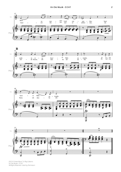 An Die Musik - Voice and Piano - C Major (Full Score and Parts) image number null