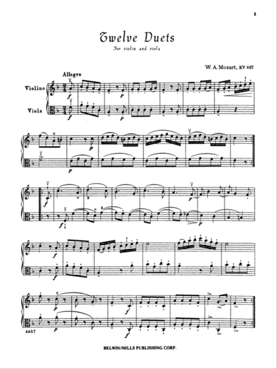 Twelve Duets, K. 487 String Duet scores gallery preview page 2