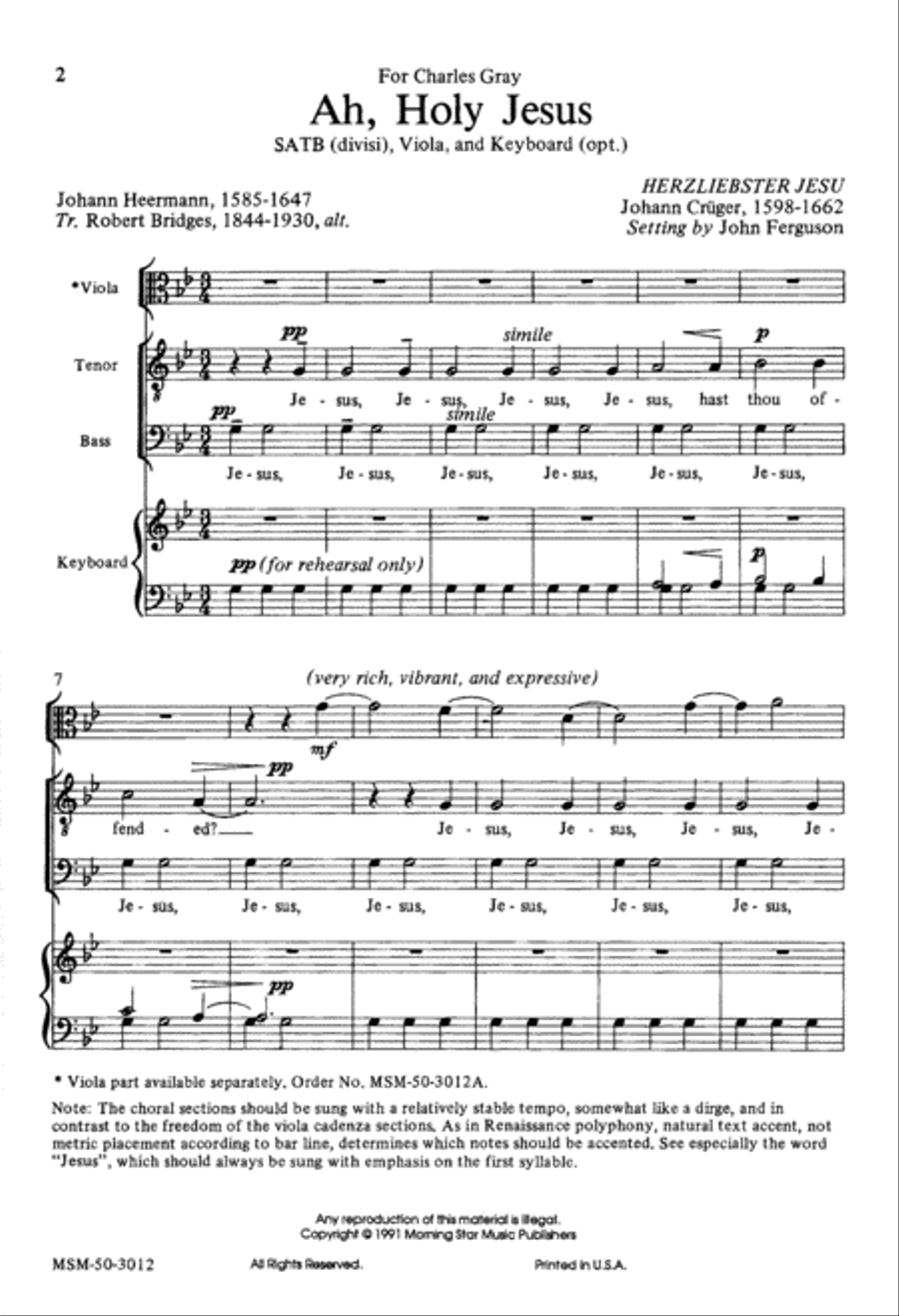 Ah, Holy Jesus 4-Part scores gallery preview page 2