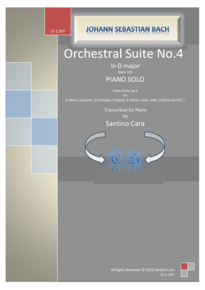 Book cover for Bach - Orchestral Suite no.4 in D major BWV1069- Full version for piano