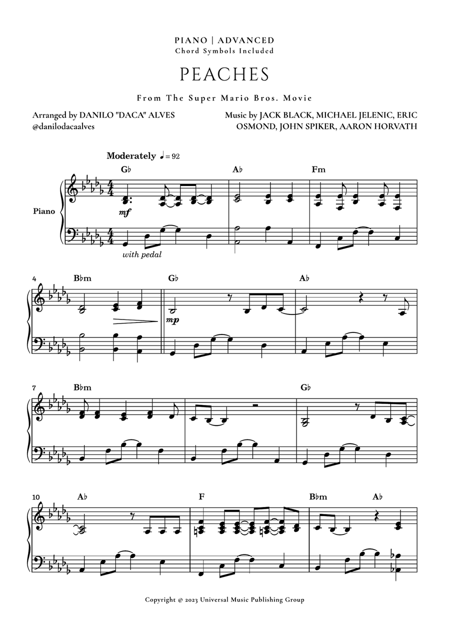 Peaches Piano Solo scores gallery preview page 1