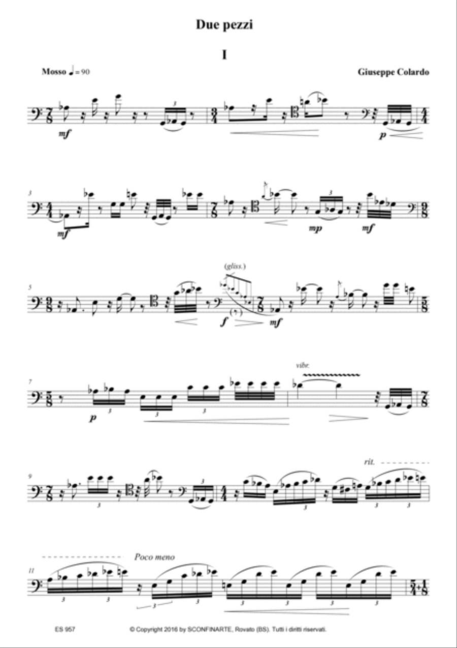 Giuseppe Colardo: DUE PEZZI (ES 957) Trombone Solo scores gallery preview page 3