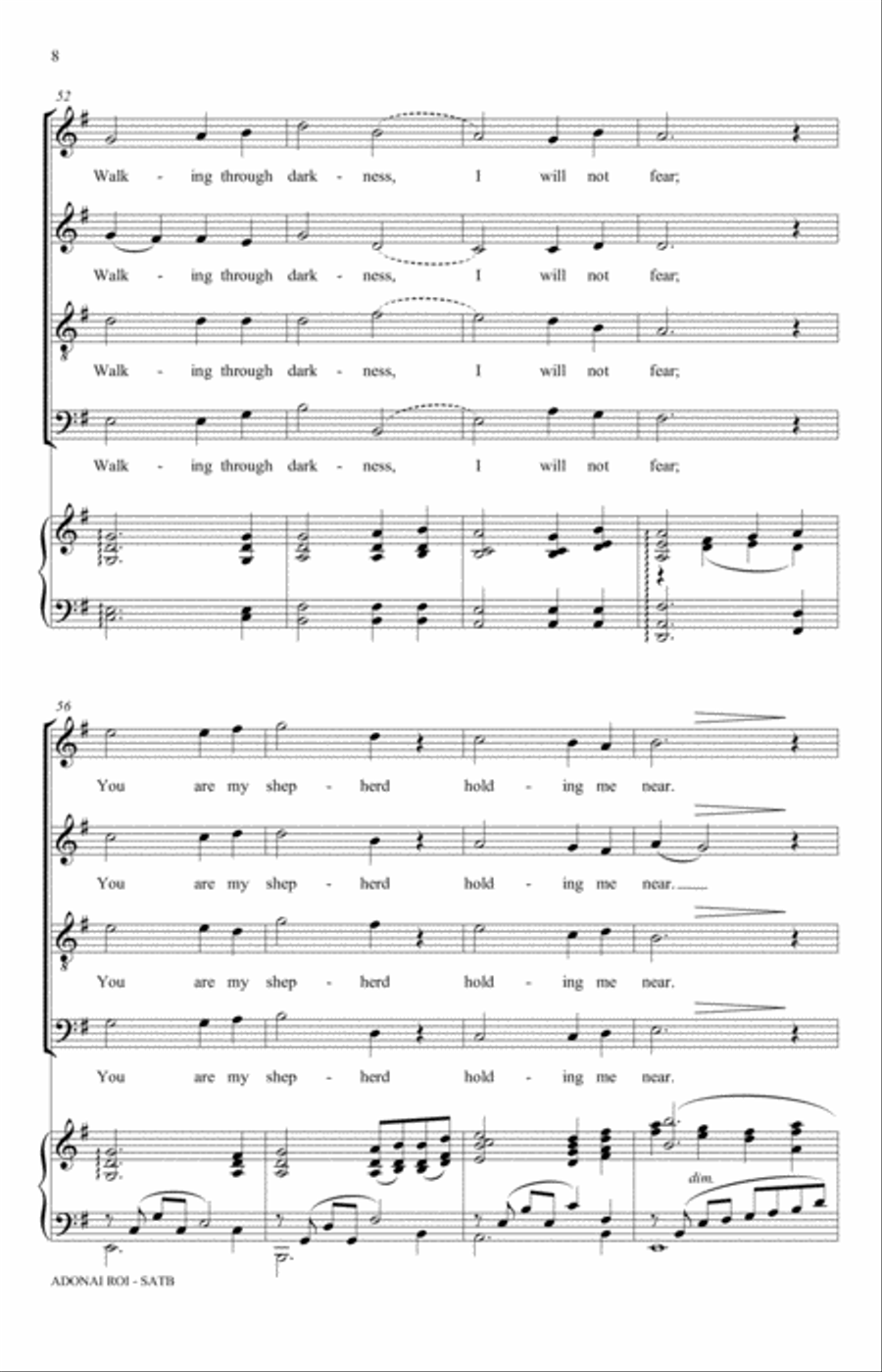 Adonai Roi (Psalm 23) (Rejoice: Honoring the Jewish Spirit) (arr. David Chase) 4-Part scores gallery preview page 8